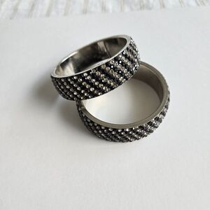 Diamond black and white thick bangles silver bracelet indian pakistani Medium